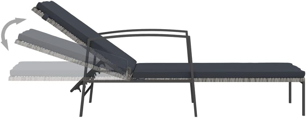 vidaXL Sun lounger with cushion poly rattan grey, lounger, terrace lounger, garden bed, patio chair, terrace lounger, garden chair, garden lounger, garden furniture - QUORE