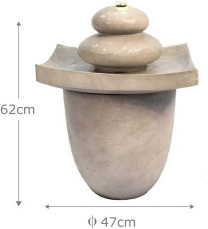 Teamson Home Garden Waterfontein, outdoor dier-zenwaterval en verlichting, 47 x 47 x 62, lichtgrijs