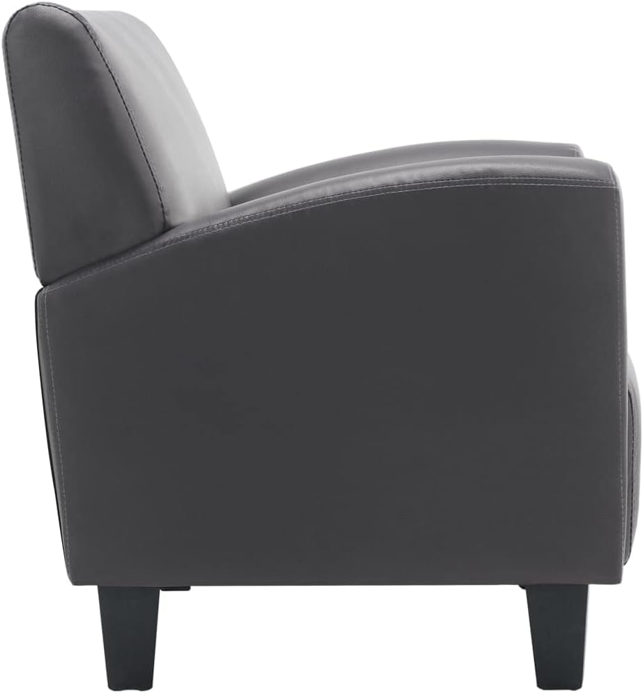 Fauteuil grijs kunstleer, loungestoel, televisiestoel, relaxstoel, bureaustoel, stoel voor slaapkamer, woonkamer, werkkamer, kantoor