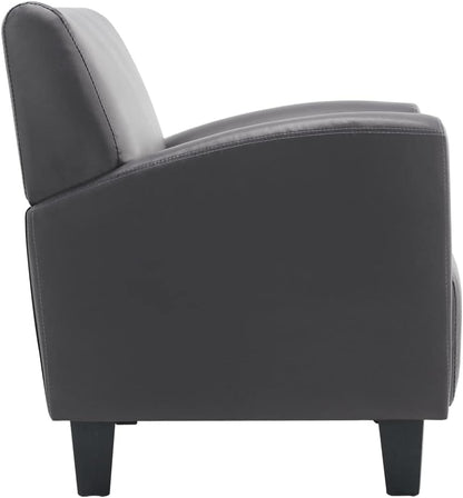 Fauteuil grijs kunstleer, loungestoel, televisiestoel, relaxstoel, bureaustoel, stoel voor slaapkamer, woonkamer, werkkamer, kantoor