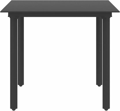 Tidyard Eetkamerset voor de tuin, 3-delig, tafel en stoelen, terras, balkon, buiten, PVC, rotan, zwart - QUORE