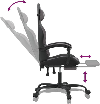 Gamingstoel – Gamestoel – Bureaustoel – Gaming Chair – Game Stoel – Verstelbaar – Voetsteun – Kunstleer – 360° Draaibaar