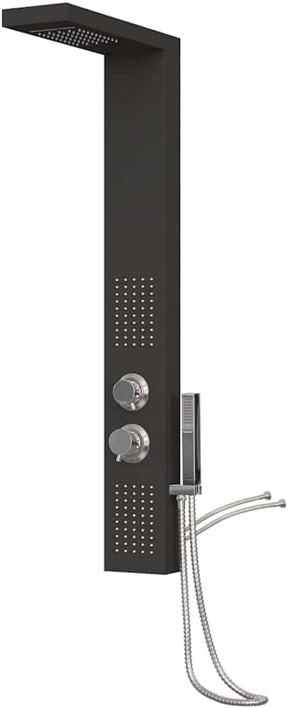 Douchepaneel – Douche Systeem – Regendouche – Douchekraan – Handdouche – Mat Zwart – Aluminium – 4 Functies Met Massagejets