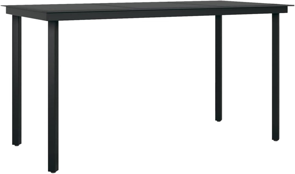 Gecheer Tuineetkamerset, 5-delig, zwart, 10# tafel voor buiten, terras, eetkamerstoelen voor buiten - QUORE
