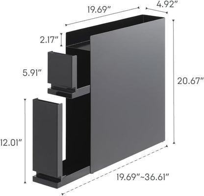 Yamazaki 4335 TOWER 2~Tiered Sliding Seasoning Rack, black, Steel/Polypropylene, 12.5 x 50~93 x 52.5 cm