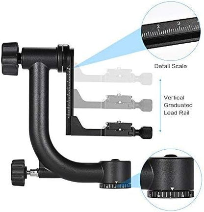 Andoer Zwaar Duty Gimbal Hoofd Statief Met Arca Swiss Quick Release Plaat Aluminium Statief Hoofd Dslr Max. Belasting 30lbs/13.6Kg