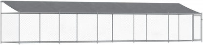 Dog Cage with Roof and Door, Grey, 10x2x2 m, Galvanized Steel, Walk-In Chicken Coop, Galvanized Chicken Coop, Chicken Coop, Chicken Coop, Backyard