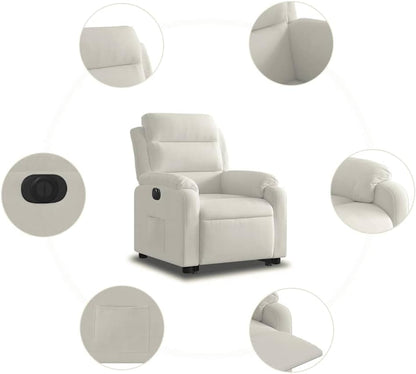 Recliner Chair with Stand Aid, Electric Cream, Velvet, TV Chair with Reclining Function, Single Lounger, Relax Chair for Living Room, Bedroom