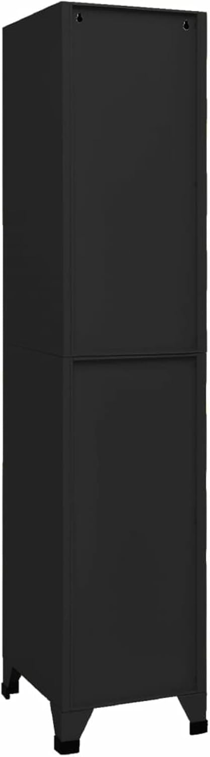Safe Box Black 38x45x180cm Steel,Worker Lockers,Metal Locker,Thin Storage Cabinet - QUORE