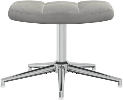 Relaxstoel Met Poef – Relaxstoel – Fauteuil – Tv-Stoel – Ligstoel – Lichtgrijs Fluweel – 360° Draaibaar – Stevig Stalen Frame
