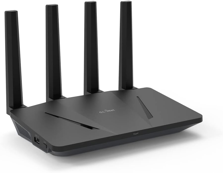 GL.iNet GL-AX1800 (Flint) WiFi 6-router - Dual-band Gigabit draadloze internetrouter | 5 x 1G Ethernet-poorten | Tot 120 apparaten | Geweldige OpenVPN- en WireGuard-snelheid | WPA3-beveiliging | MU-MIMO | 802.11ax