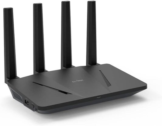 GL.iNet GL-AX1800 (Flint) WiFi 6-router - Dual-band Gigabit draadloze internetrouter | 5 x 1G Ethernet-poorten | Tot 120 apparaten | Geweldige OpenVPN- en WireGuard-snelheid | WPA3-beveiliging | MU-MIMO | 802.11ax