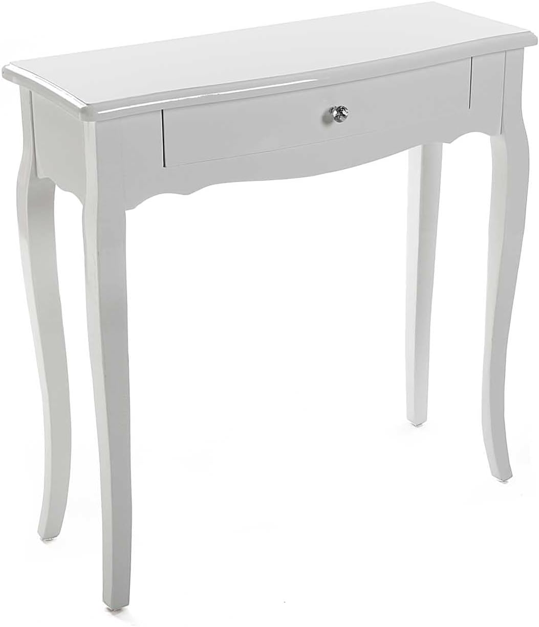 Versa Cagliari Smalle hal of vestibule Entree hal meubilair, Console Tafel, met 1 lade, Afmetingen (H x B x H) 80 x 30 x 80 cm, Hout, Kleur Wit
