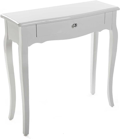 Versa Cagliari Smalle hal of vestibule Entree hal meubilair, Console Tafel, met 1 lade, Afmetingen (H x B x H) 80 x 30 x 80 cm, Hout, Kleur Wit