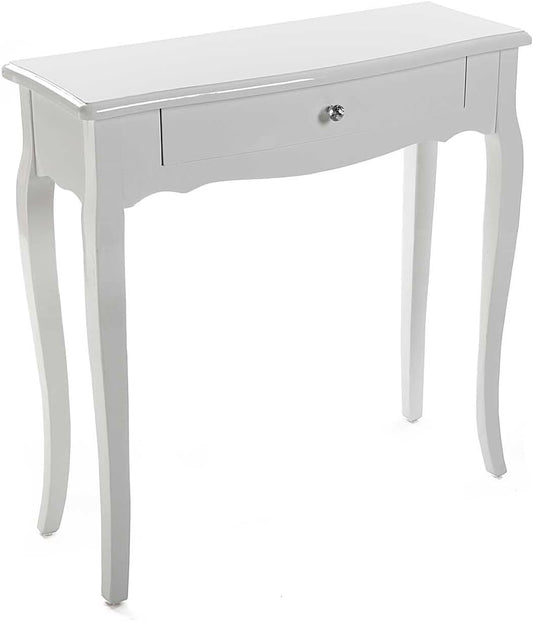 Versa Cagliari Smalle hal of vestibule Entree hal meubilair, Console Tafel, met 1 lade, Afmetingen (H x B x H) 80 x 30 x 80 cm, Hout, Kleur Wit
