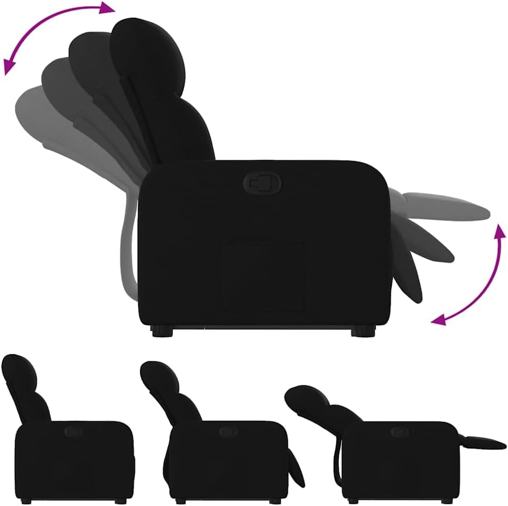Relaxstoel met Opstahulp – Tv-stoel – Ligstoel – Enkel Ligstoel – Relaxstoel Woonkamer – Elektrische Opstahulp – Handmatige Ligfunctie – Zwarte Stof