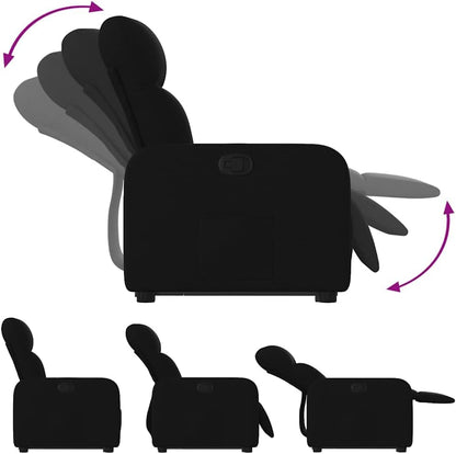 Relaxstoel met Opstahulp – Tv-stoel – Ligstoel – Enkel Ligstoel – Relaxstoel Woonkamer – Elektrische Opstahulp – Handmatige Ligfunctie – Zwarte Stof