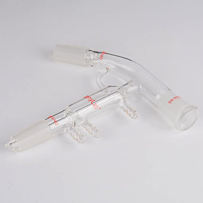 Destillatiekop met Korte Weg – Short Path Destillatie Apparaat – Destillatie-Adapter – Vacuüm Destillatiekop – Laboratorium Glaswerk – Borosilicaatglas – 24/40 Slijpverbinding met 3 Slangaansluitingen