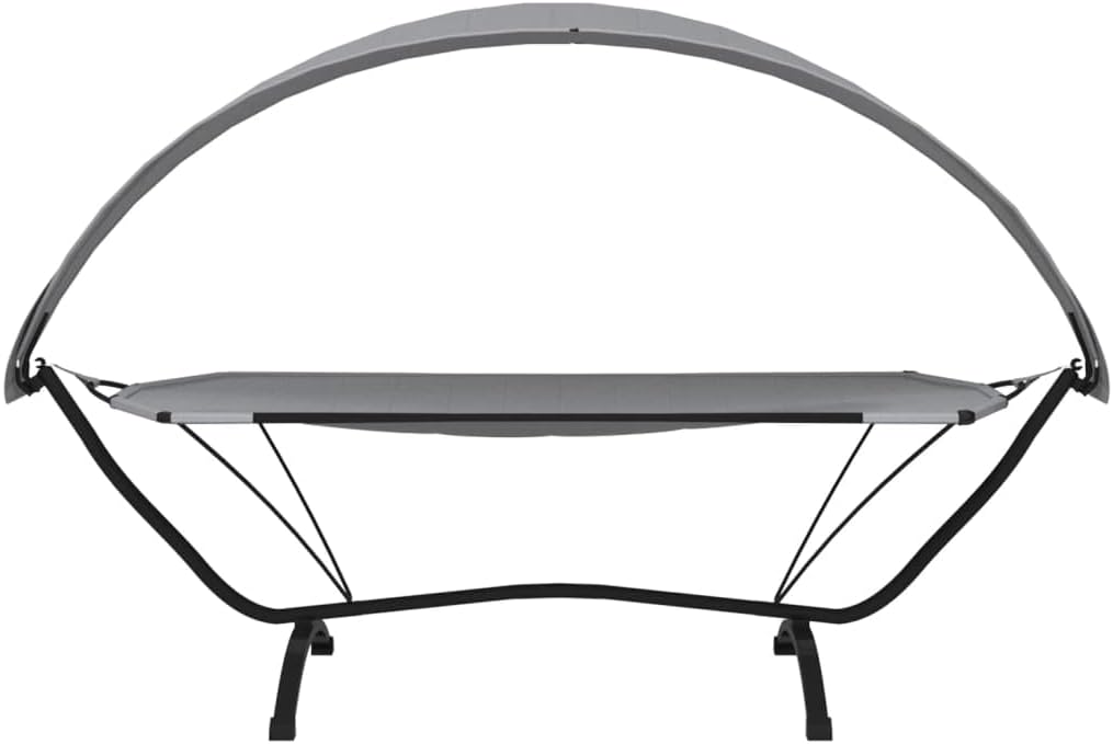 Sunbath, Outdoor Lounger with Steel Grey Canopy and Oxford Fabric, Outdoor Sun Lounger, Beach Lounger, Relax Chair for Garden, Patio, Balcony, Camping - QUORE