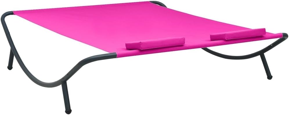 Outdoor Ligstoel – Zonnebed – Tuinstoel – Strandstoel – Relaxstoel – Roze – Weerbestendig Oxford Stof – Stabiel Gepoedercoat Staal