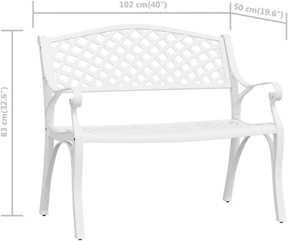 Garden bench 102 cm cast aluminium white - QUORE