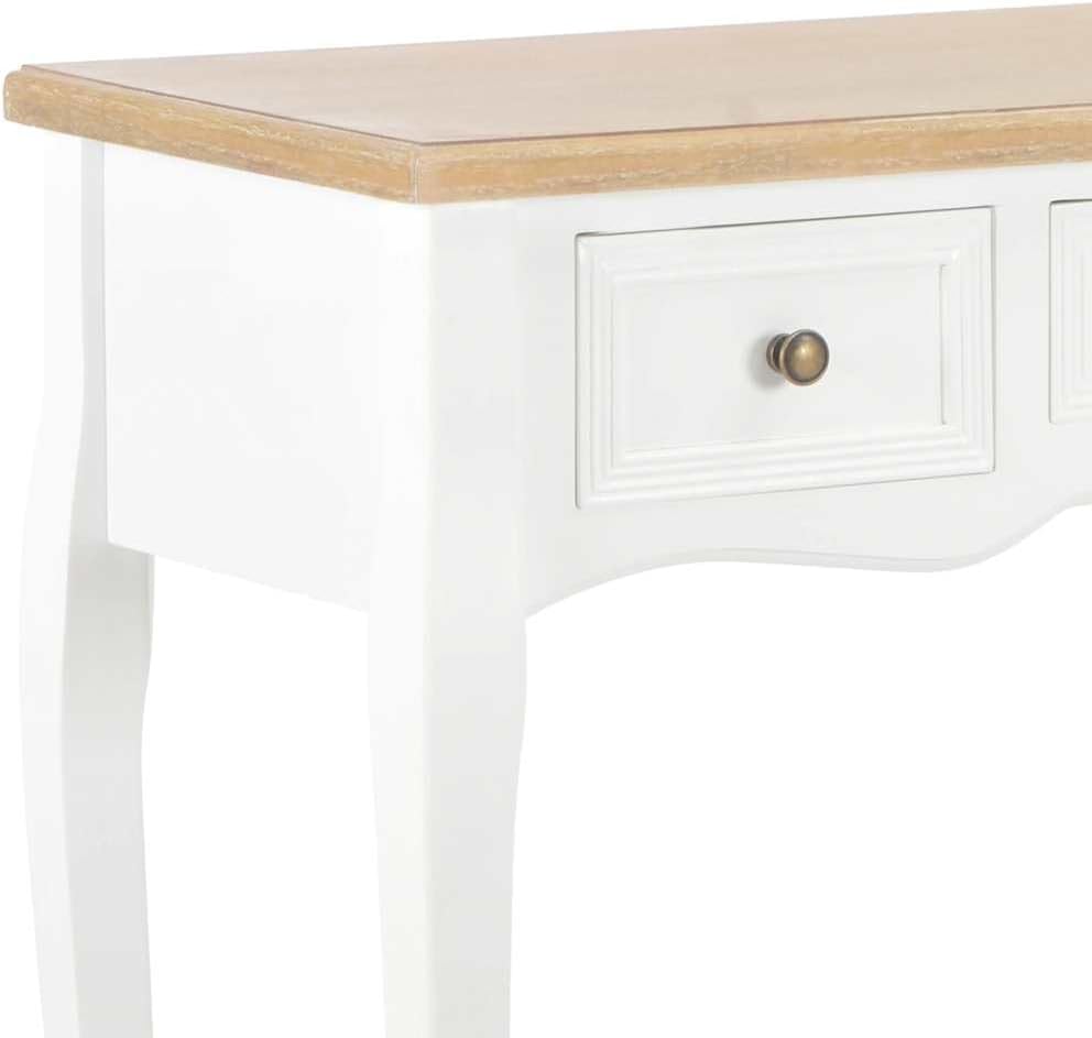 vidaXL Side Table with 3 Drawers White Dressing Table Makeup Table Bedroom Table