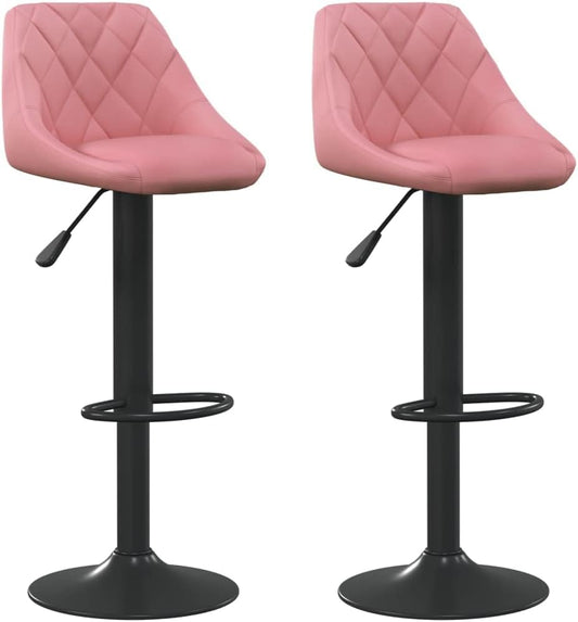 vidaXL Barkrukken 2 st fluweel roze