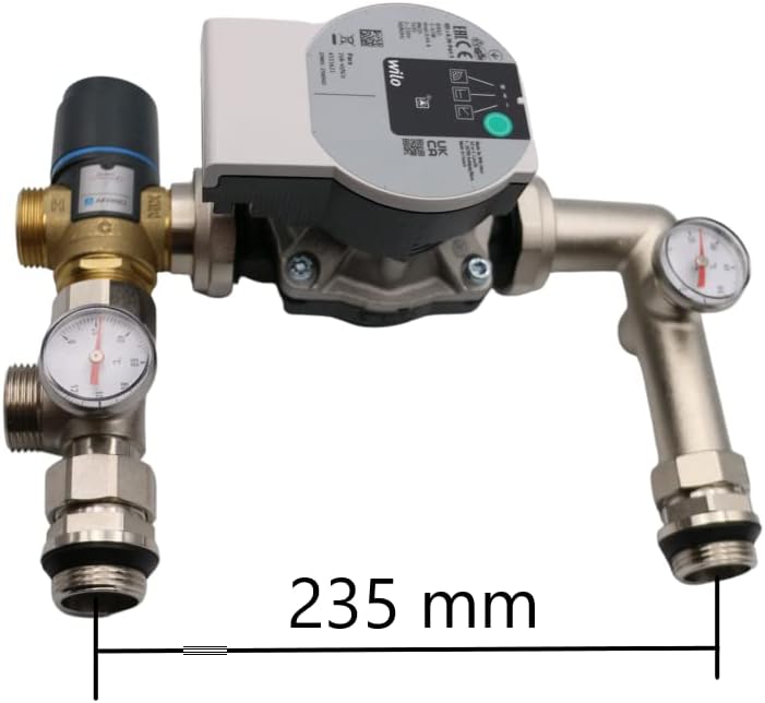 Pompgroep voor vloerverwarming – Vloerverwarmingsgroep – Menggroep – Pompset – Regelgroep – Zilverkleurig – Stil in gebruik – Geschikt tot 150 m²