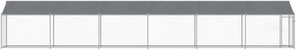 Dog Cage with Roof and Door, Grey, 12x2x2 m, Galvanized Steel, Walk-In Chicken Coop, Galvanized Chicken Coop, Chicken Coop, Chicken Coop, Backyard