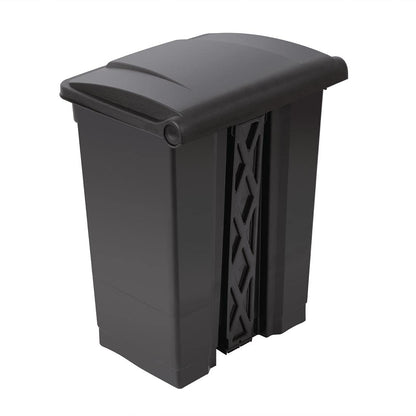 Jantex Kitchen Pedal Waste Bin Black Tight Lid 65ltr Durable Polypropylene - QUORE