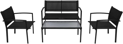 vidaXL Lounge Set Textilene Black 4-Piece Garden Set Lounge Set Garden Outdoor Set - QUORE