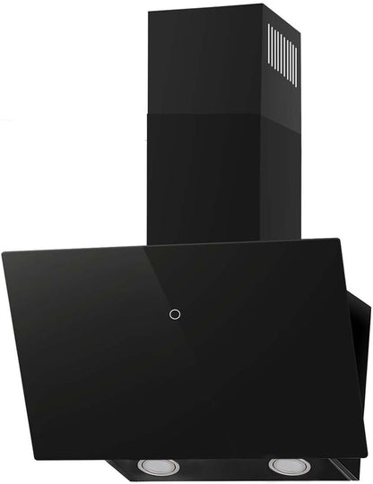SNDOAS Afzuigkap 60 cm, klasse A++, 550 m³/u, keukenafzuigkap met 2 koolstoffilters, 3 snelheden, touch-bediening, vertraagde uitschakeling (1-9 minuten), afvoer of recycling, zwart