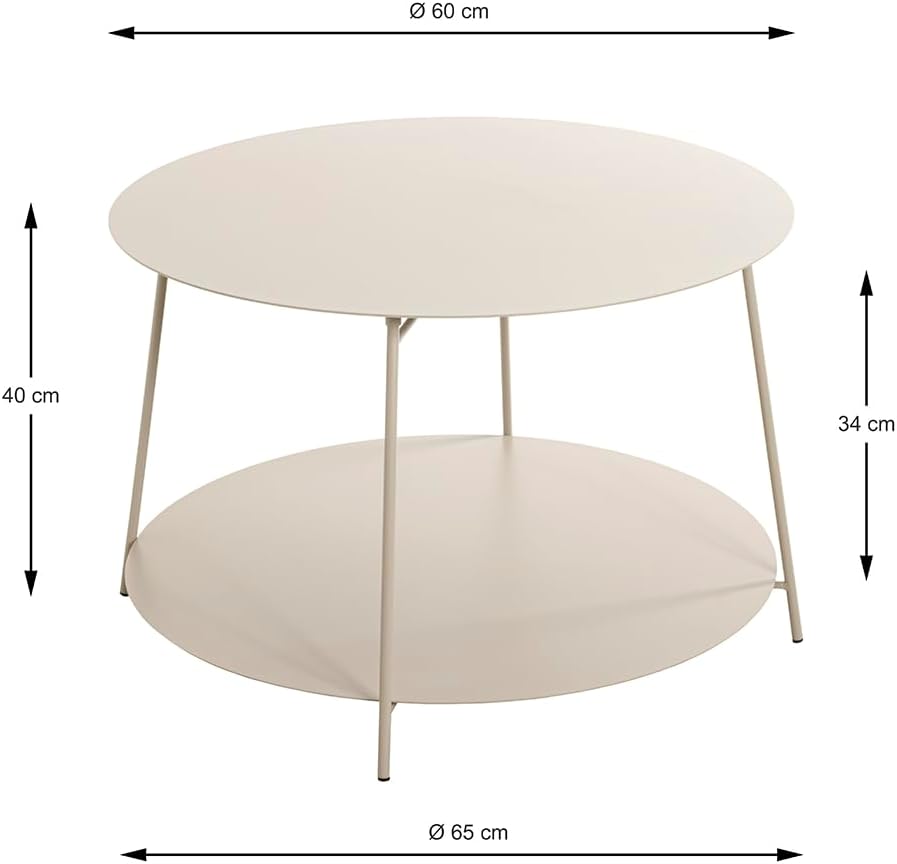 HAKU Bijzettafel, grijs (kasjmier grijs), metaal - afmetingen: H 40 x Ø 65 cm, stijl: modern