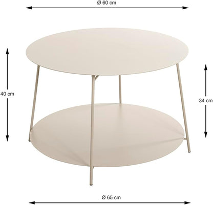 HAKU Bijzettafel, grijs (kasjmier grijs), metaal - afmetingen: H 40 x Ø 65 cm, stijl: modern