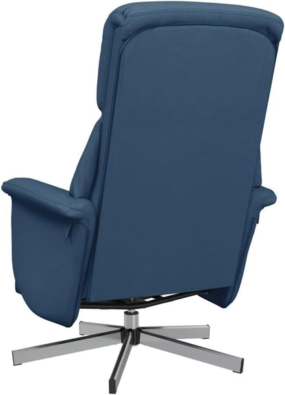 Relaxfauteuil – Verstelbare Fauteuil – Leunstoel – Luie Stoel – Draaifauteuil – Stof Blauw – Met Voetensteun – 360° Draaibaar