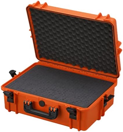 TOMcase waterdichte Buitenkoffer 56x43x22 cm met Rasterschuim/Kubusschuim; IP67 Transportkoffer (Oranje)