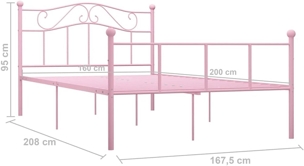 vidaXL Bedframe metaal roze 160x200 cm
