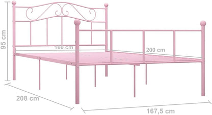 vidaXL Bedframe metaal roze 160x200 cm