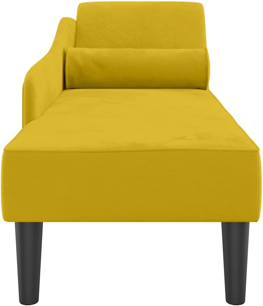 Chaise Longue – Loungesofa – Divan – Loungezetel – Relaxbank – Gele Velvet – Compact Formaat – Zacht Fluweel