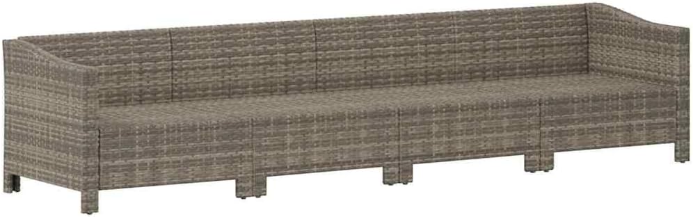 vidaXL 4-piece Lounge set with cushions poly rattan grey - QUORE