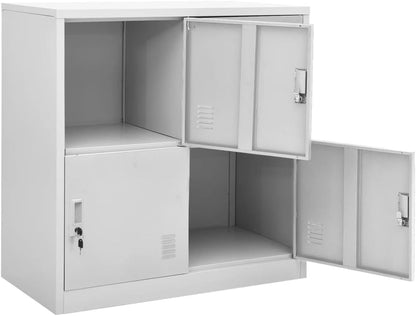 Steel Locker Cabinet Light Grey 90x45x92.5cm Metal Office Storage Cabinet - QUORE