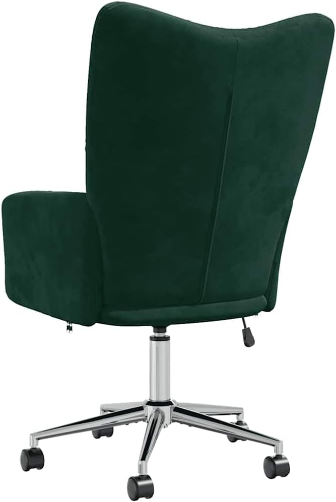 Relaxstoel Donkergroen – Fauteuil – Tv-Stoel – Leunstoel – Ligstoel – Verstelbare Zithoogte – 360° Draaibaar Met Wieltjes