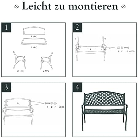 Generisch Garden Bench Aluminium Bronze 103 x 61 x 82 cm - QUORE