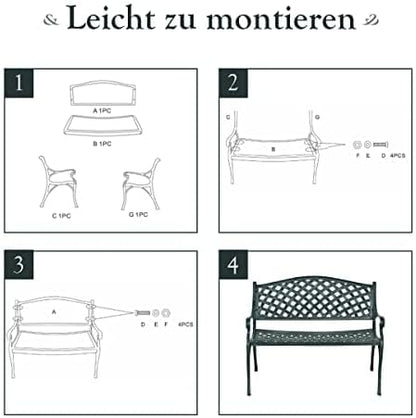 Generisch Garden Bench Aluminium Bronze 103 x 61 x 82 cm - QUORE