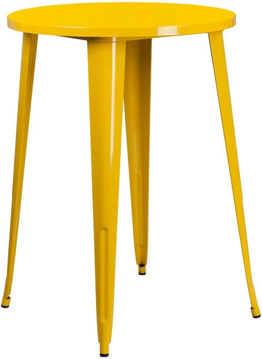 Flash Furniture Ronde tafel voor binnen-buiten bar, metaal, geel, 101,6 x 77,47 x 12,7 cm