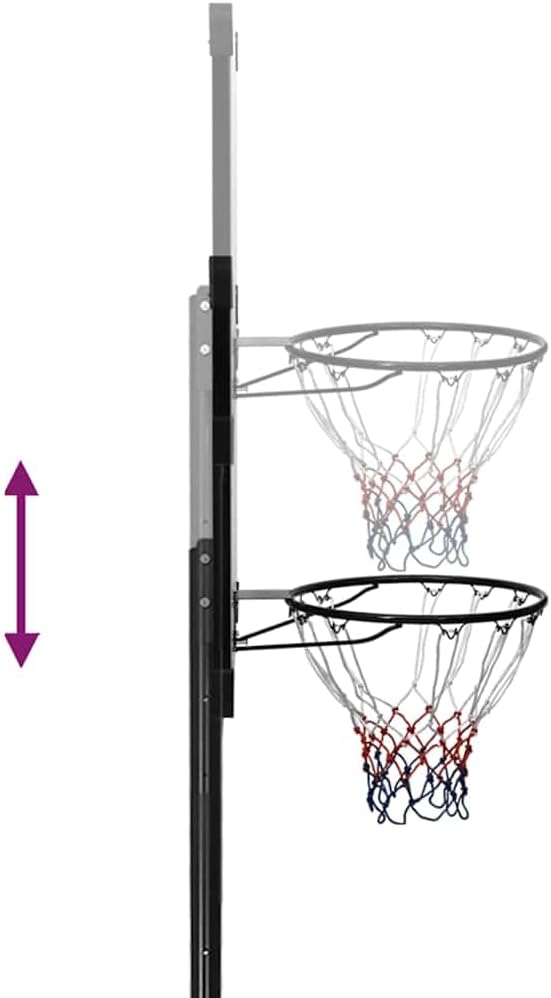 Basketbalpaal – Basketbalstandaard – Basketbalring – Basketbalbord – Basketbalset – Verstelbare Hoogte 256-361 cm – Duurzaam Polycarbonaat Transparant