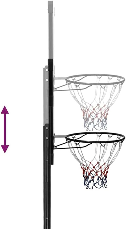 Basketbalpaal – Basketbalstandaard – Basketbalring – Basketbalbord – Basketbalset – Verstelbare Hoogte 256-361 cm – Duurzaam Polycarbonaat Transparant