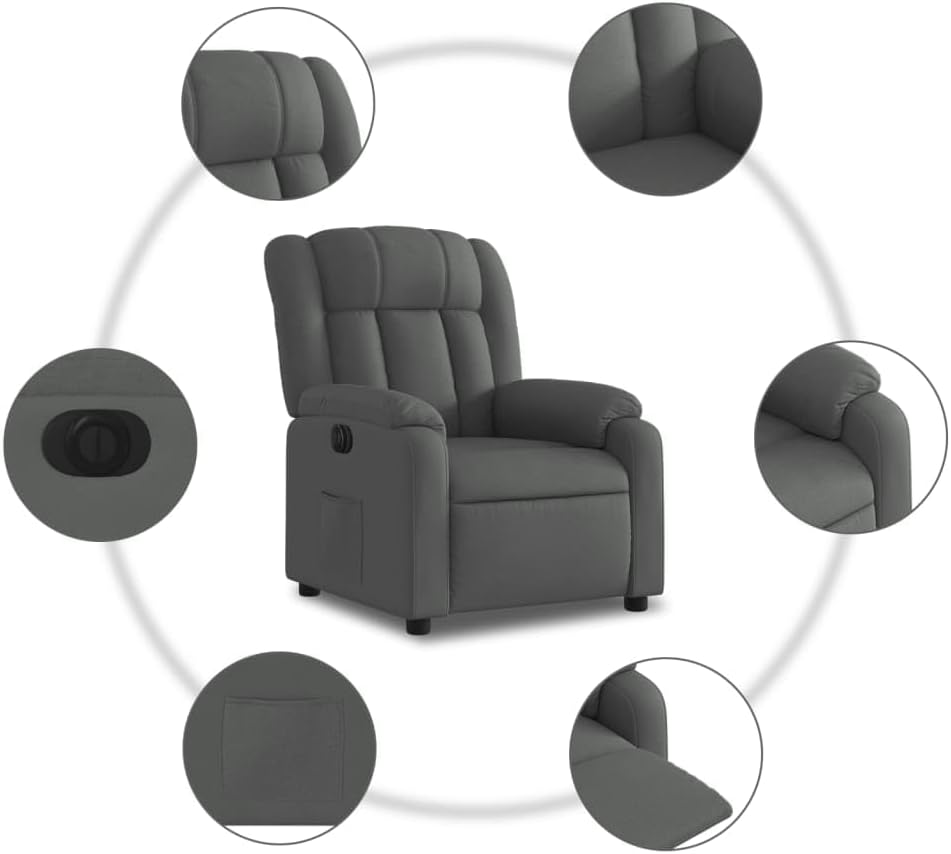 Elektrische Massagestoel, Fauteuil, Verstelbare Rugleuning, Voetsteun, Tv-Stoel, Relaxstoel met Ligfunctie, Ligstoel, Gestoffeerde Stoel, Fauteuil (lichtgrijs) (Donkergrijs #13)