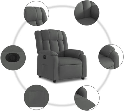 Elektrische Massagestoel, Fauteuil, Verstelbare Rugleuning, Voetsteun, Tv-Stoel, Relaxstoel met Ligfunctie, Ligstoel, Gestoffeerde Stoel, Fauteuil (lichtgrijs) (Donkergrijs #13)
