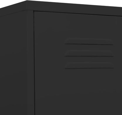 Lockerkast – Werkplaatskast – Metalen Lockerkast – Smalle Opbergkast – Veiligheidskast – Staal – Verstelbare Planken – Zwart 35x46x180 cm